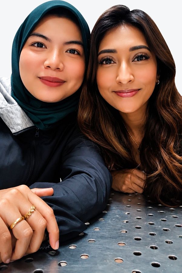 Karen Ariniego and Jeya Malar at a client meeting