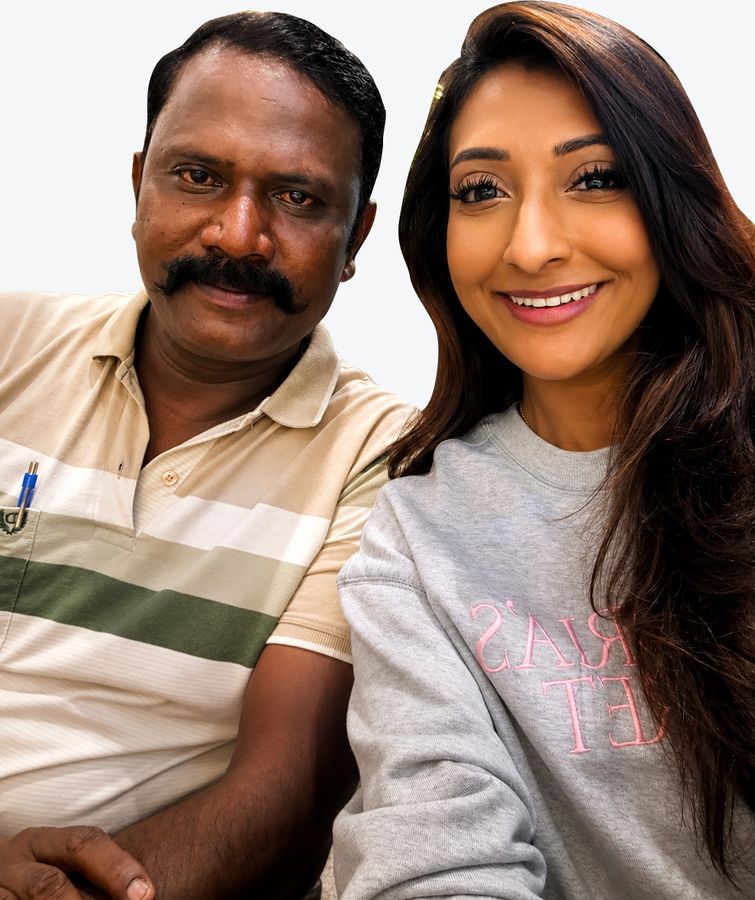 Masilamony Murugesan and Jeya Malar at a client meeting